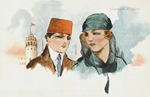 Modernisation: Turkish man and woman - modern style