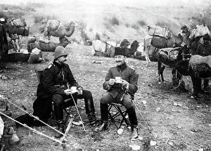 Donkeys: Turkish officers take a coffee break, 1915