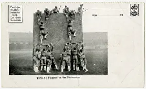 Scaling: Turkish Soldiers scale a training climbing wall