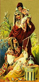 Headpiece: Two Turkish women and children