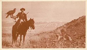 Retrieve: Turkmenistan - A hunter with his dogs and a golden eagle