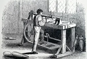 1836: Turning chair and table legs on a lathe worked