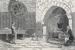 Turnspit: Turnspit with dog wheel in the kitchen
