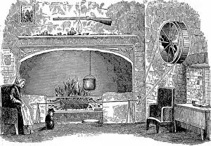 Disappeared: Turnspit dog at work. These short-legged dogs
