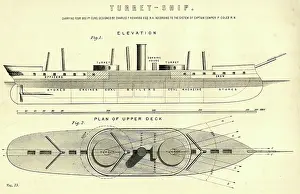 Elevation: Turret Ship, elevation, and plan of upper deck