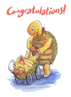 Glyn: Turtle pushing baby turtle in pram