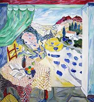 Lucian: In Tuscany ' fruit, bottle & books on table