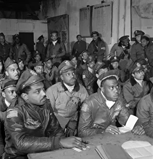 Ramitelli: Tuskegee airmen attend a briefing in Ramitelli, ?