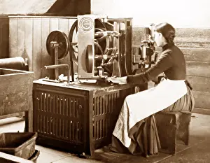 Twine: A twine balling machine, linen production, Victorian period