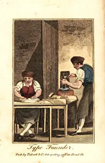 Polisher: Type founders making printing type in a workshop