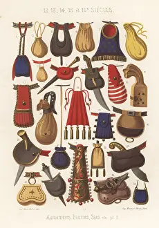 Charles Louandre: Types of bags, purses, almoner bag, 12th to 16th centuries