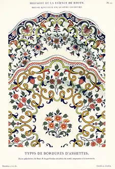 Auguste Le Brument: Types of plate borders is polychrome design, Rouen