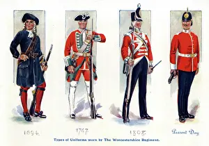 1808: Four types of Uniforms worn by Worcestershire Regiment