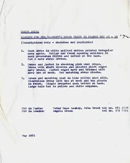 Typewritten: Typewritten list of clothes for state visit to France
