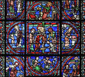 Typological Passion stained glass window, Chartres