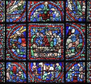 Manasseh: Typological Passion stained glass window, Chartres