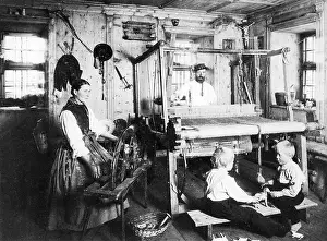 Tyrolean: Tyrolean weaver at the loom, 1911
