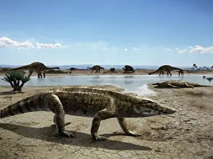 Archosaur: Uberabasuchus terrificus in an arid climate