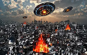Blazing: A UFO alien invasion, as flying saucers attack