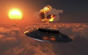 Explosions: A UFO observing an atomic bomb blast