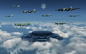 Bombers: A UFO stalking a squadron of B-17 bombers planes