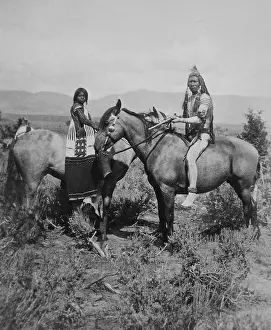 Applique: Uinta Ute warrior and his bride on horseback