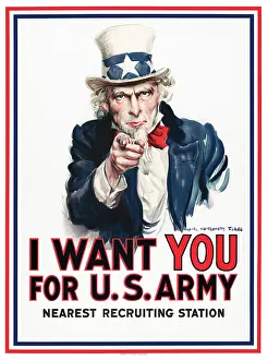 Recruiting: Uncle Sam vintage war poster