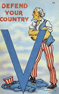 Archetype: Uncle Sam. US World War Two propaganda postcard