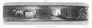 Miner: Underground scene in a coal mine, showing miner