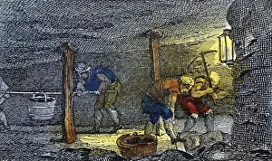 Hewing: Underground scene in coal mine in the Newcastle-upon-Tyne