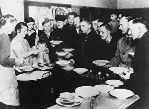 Soup: Unemployed in a public soup kitchen, 1930
