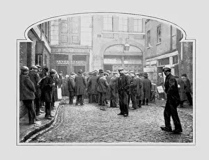 Unemployed: Unemployed workers queueing up at a soup kitchen