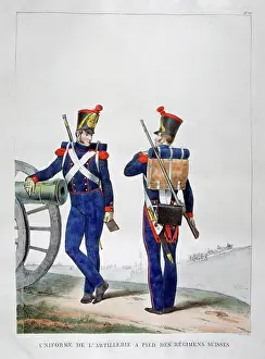 1823: Uniformed cavalryman of the Swiss Army Artillery's