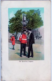 Reassured: Uniformed Recruiting Sergeant talking to a prospect