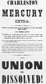 Bulletin: The Union Is Dissolved, 1860 Broadside