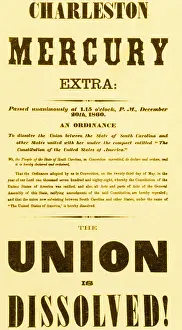 Bulletin: The Union Is Dissolved, 1860 Broadside