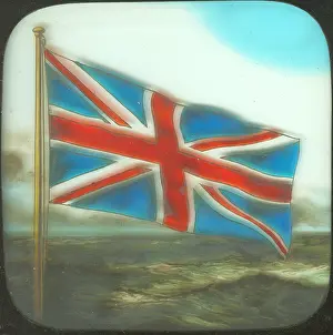 Choppy: Union flag with sea in background