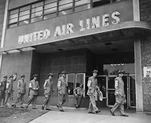 Terminals: United Air Lines uniformed pilots form a ?