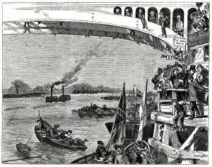 University Boat Race, sketch at Barnes Bridge