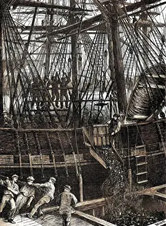 Whipping: Unloading coal at the London docks 1871