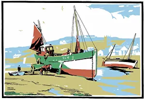 Five Colour: Unloading a Fishing Boat at Low Tide