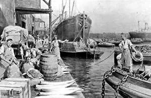 Lighters: Unloading Ships at London Docks, 1908