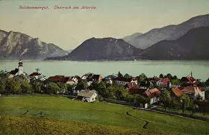Attersee: Unterach at the Lake Attersee. View from top on the