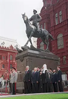 Unveiling: Unveiling ceremony of monument to Soviet marshal