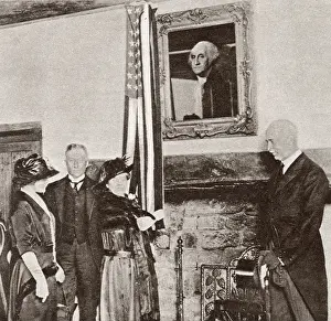 Fareham: Unveiling of portrait of George Washington, Sulgrave Manor