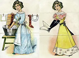 Milton: Upstairs Downstairs, maid doing laundry, lady singing