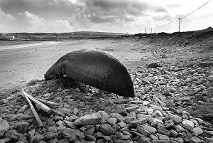 Upturned: Upturned currach boat on Innishmore, Aran Islands, Ireland