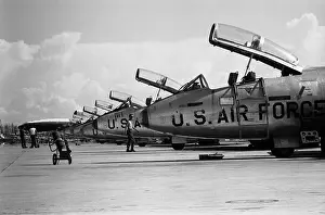 Air Force: U.S. Air Force jets all with open cockpits on the