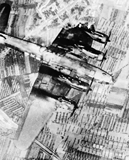 Lcgr1404: U.S. B-17 Bomber falling after its wing was shot