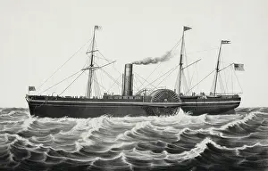 C1850: U.S. mail steam ship Pacific: Collins line, builders, hull b